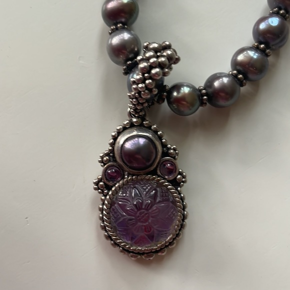 Steven Dweck Serling Silver Caviar Pendant purple Pearl necklace - Picture 2 of 7